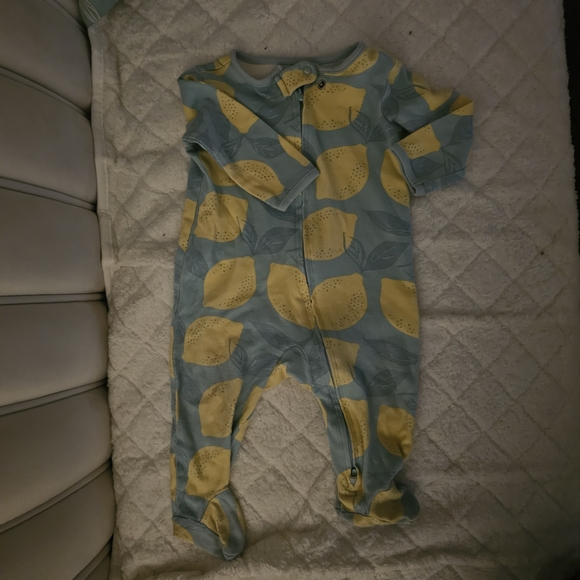Carter's Lemon Print Kids Footie - Yellow and Blue - Picture 2 of 7